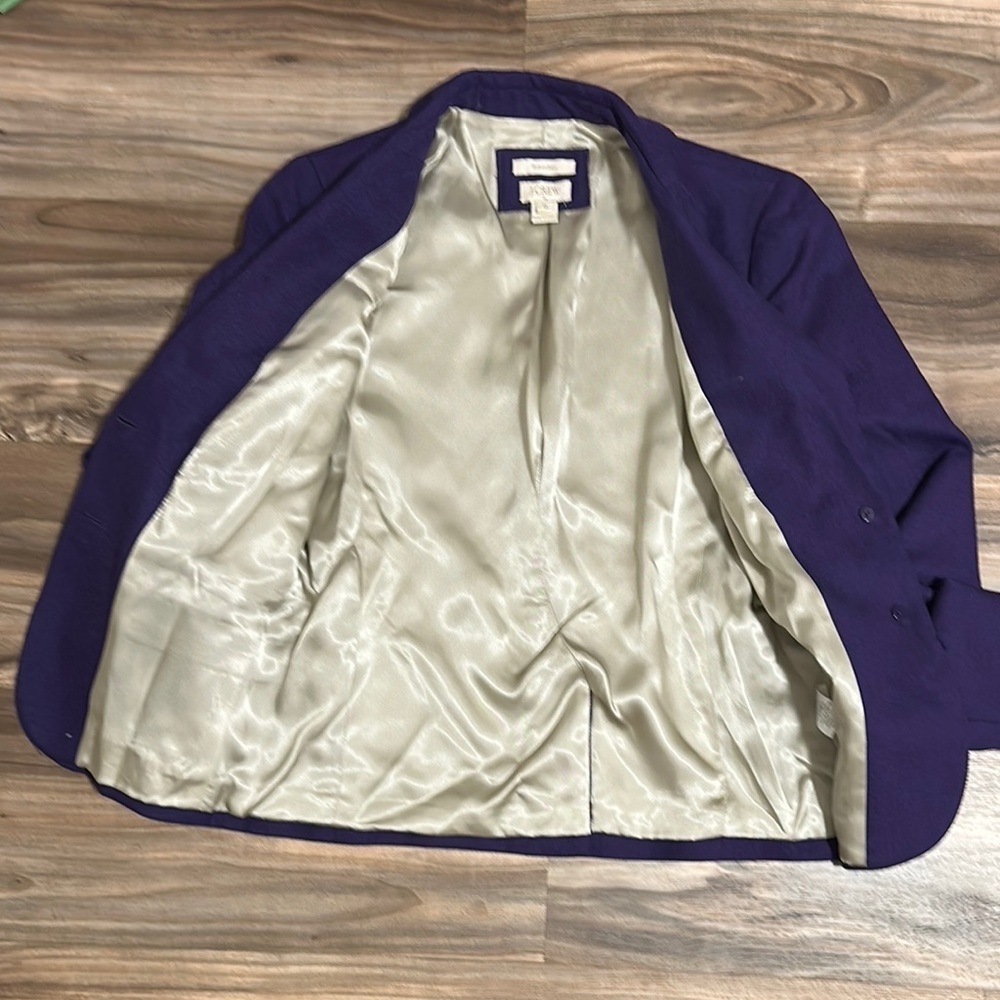 J Crew Womens Schoolboy Blazer Size 0 Purple Gold Crested Buttons Wool Blend - Picture 5 of 13